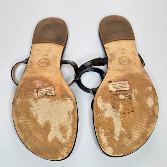 Michael Kors Claudia Navy Blue Patent Leather Flat Thong Sandals Sz 8 PW16A - Picture 5 of 7